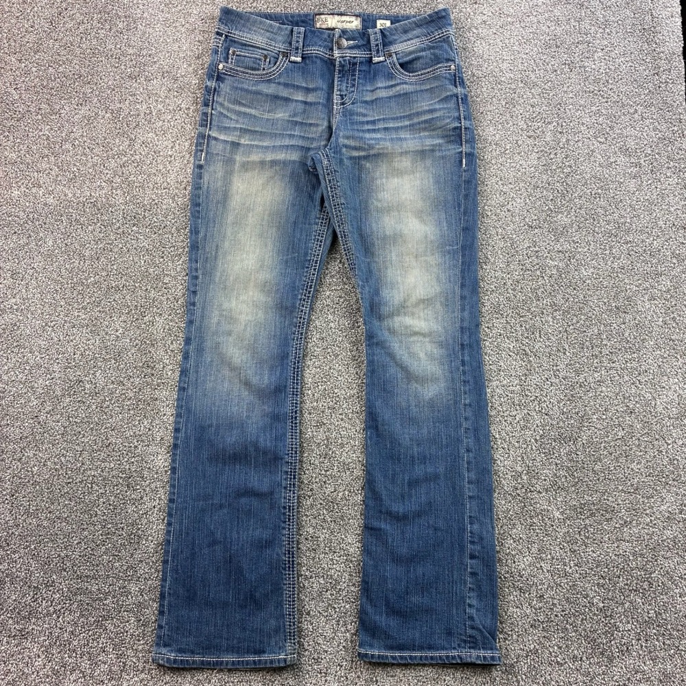 BKE Harper Jeans Women's 30L Blue Denim Slim Bootcut Faded Stretch